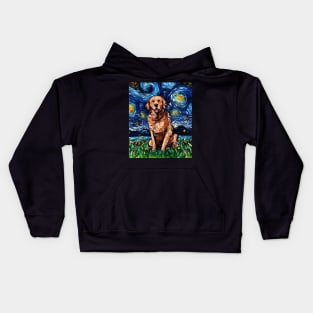 Dark Coat Golden Retriever Night Kids Hoodie